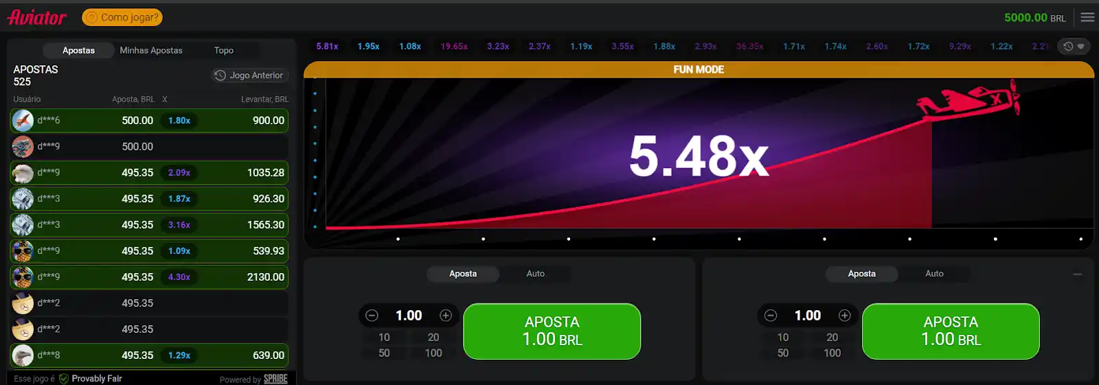 Aviator interface